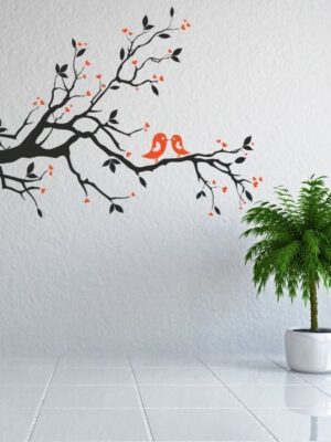 Vinilo decorativo arbol con pajaros 2 colores