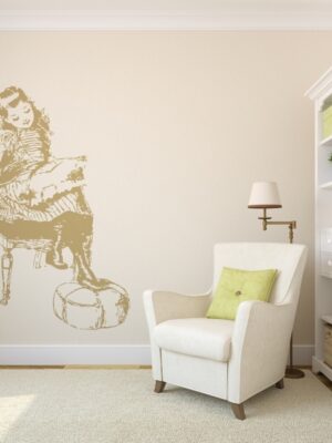 3939.jpg Vinilo decorativo niña cosiendo