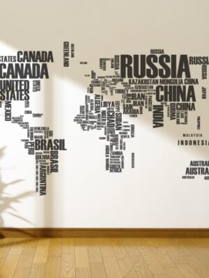 Vinilo decorativo mapa del mundo ciudades