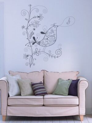 Vinilo decorativo pájaro cantando