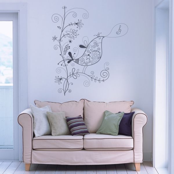 Vinilo decorativo pájaro cantando