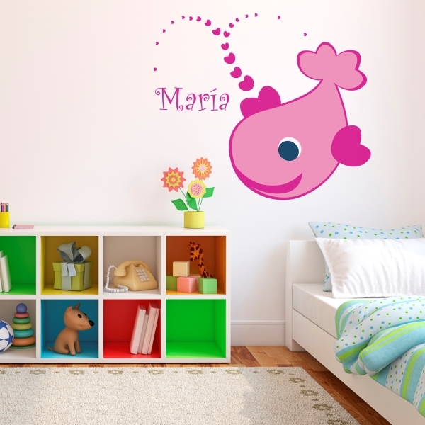 4169.jpg Vinilo infantil pez personalizable niña