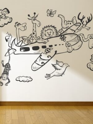 4177.jpg Vinilo infantil avión animales