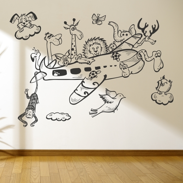 Vinilo infantil avión animales