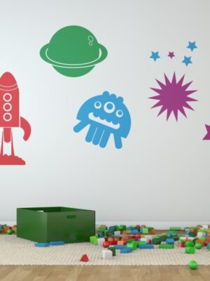 Vinilo infantil kit figuras del espacio multicolor