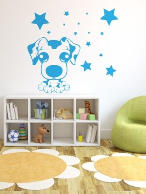 4205.jpg Vinilo infantil perro y estrellas