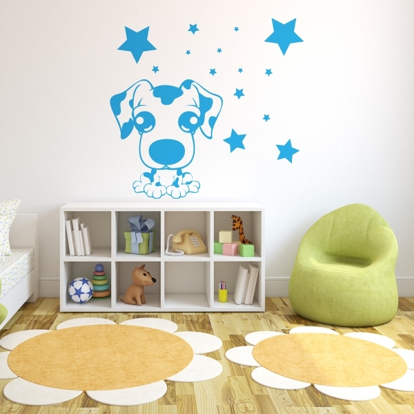 4205.jpg Vinilo infantil perro y estrellas