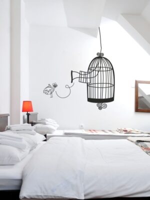 4233.jpg Vinilo decorativo pájaro y pajarera