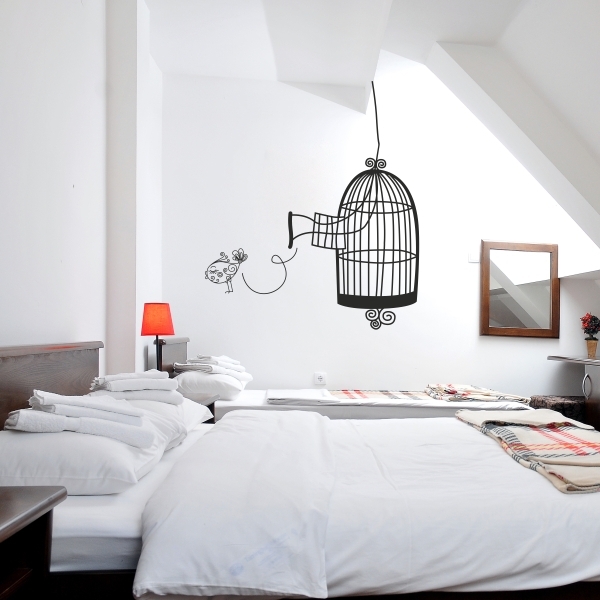 4233.jpg Vinilo decorativo pájaro y pajarera