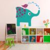 Vinilo infantil elefante y pájaro