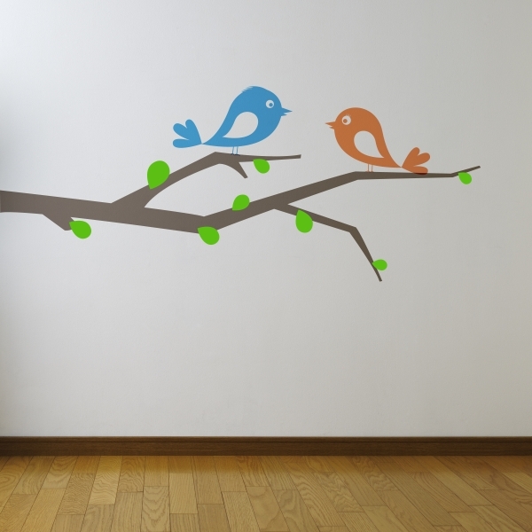 Vinilo infantil pájaros en una rama