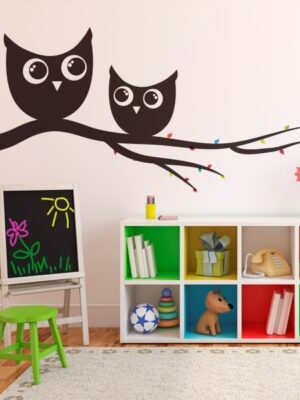 4249.jpg Vinilo infantil buhos en rama
