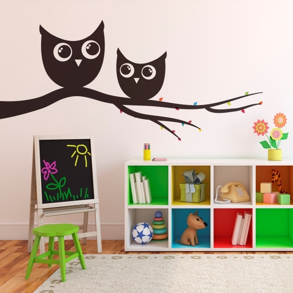 4249.jpg Vinilo infantil buhos en rama