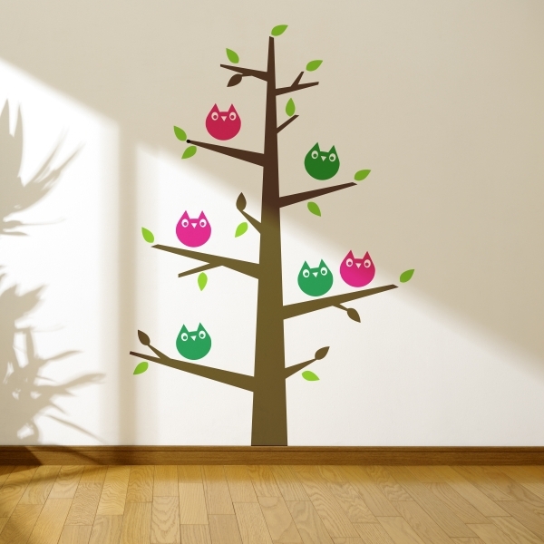 Vinilo infantil árbol con buhos