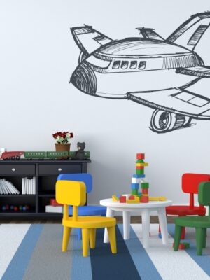4275.jpg Vinilo infantil avión dibujado a mano