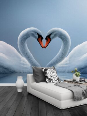 Fotomural cisnes corazón