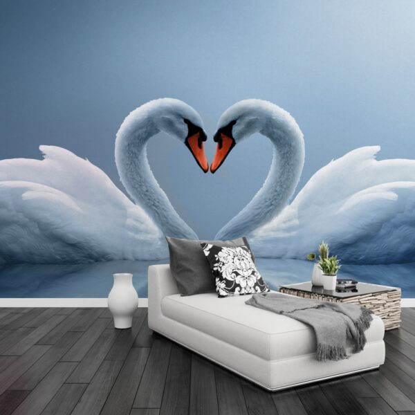 Fotomural cisnes corazón