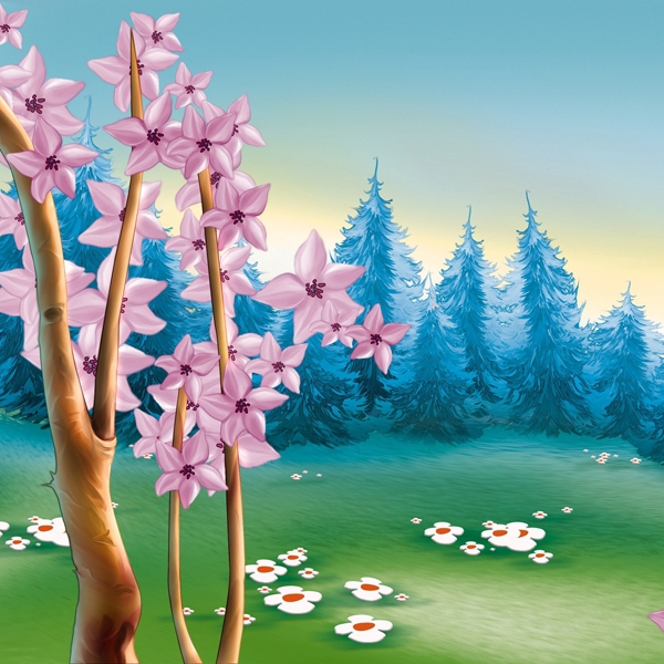 Fotomural infantil bosque colorido