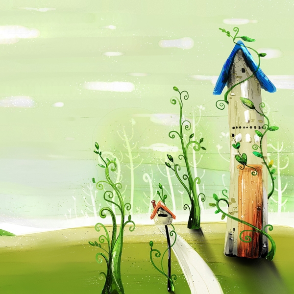 Fotomural infantil casita del arbol