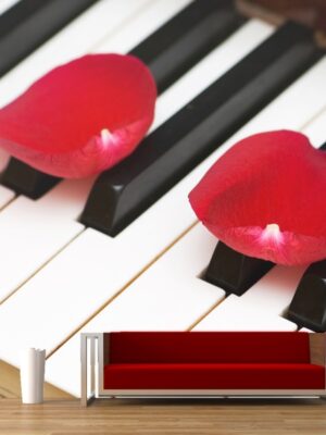 Fotomural piano y petalos