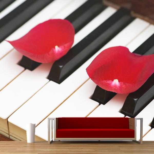 Fotomural piano y petalos