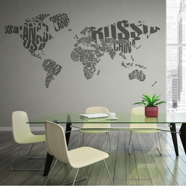 Vinilo decorativo mapa del mundo países estilizado