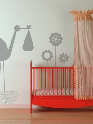 Vinilo infantil cigüeña