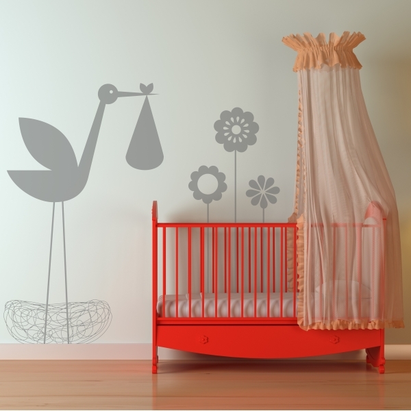 Vinilo infantil cigüeña