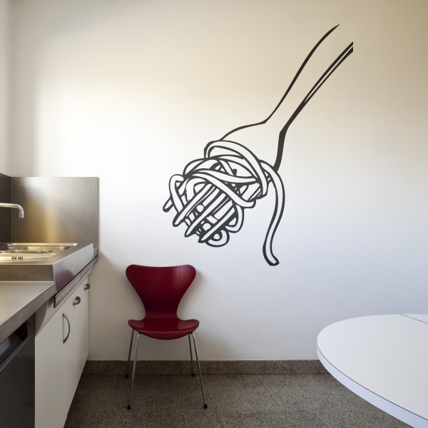 Vinilo decorativo tenedor y pasta