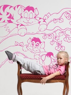 Vinilo infantil gatos en árbol