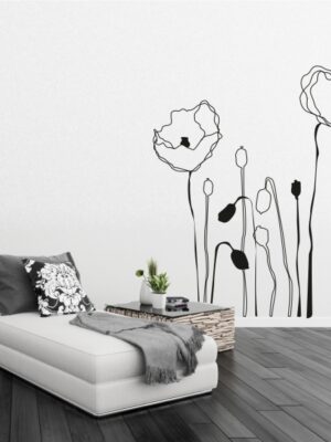 Vinilo decorativo flores trazo