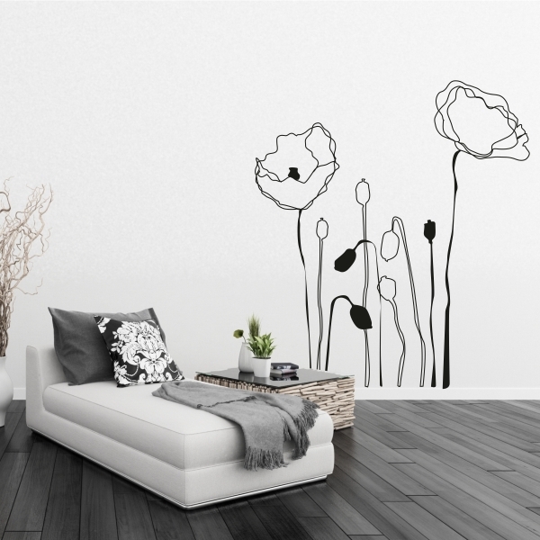 Vinilo decorativo flores trazo