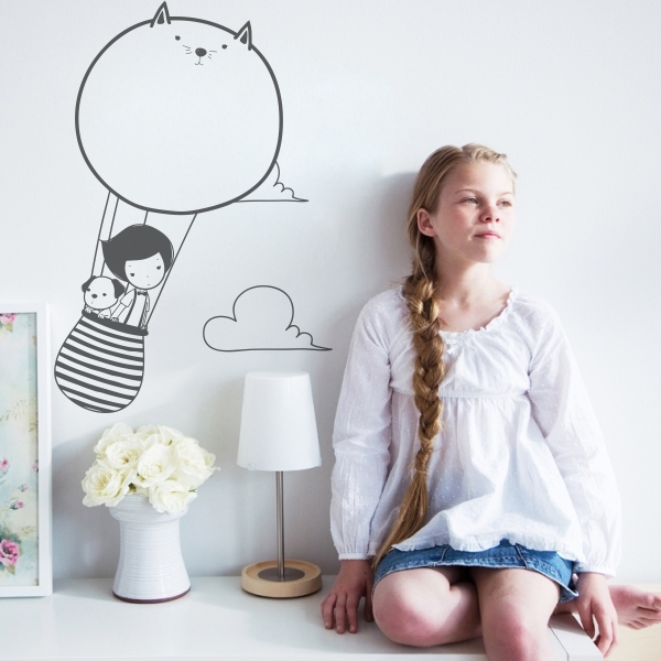 4999.jpg Vinilo infantil gato globo