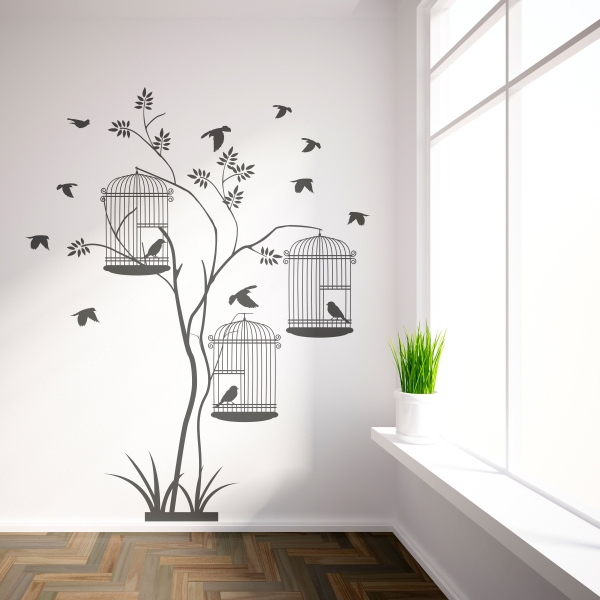Vinilo decorativo jaulas y pájaros