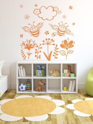 5221.jpg Vinilo infantil abejas y flores