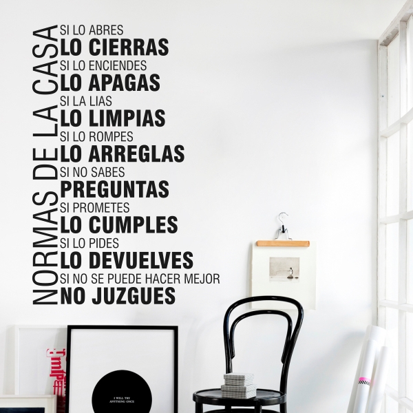 Vinilo decorativo normas de la casa