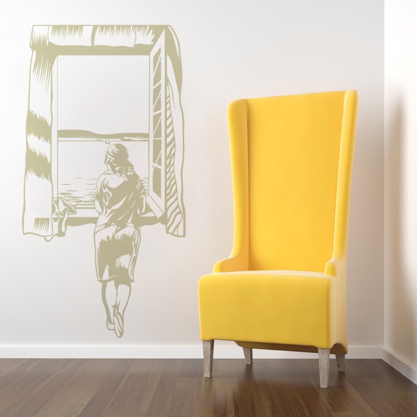 5361.jpg Vinilo decorativo muchacha en la ventana