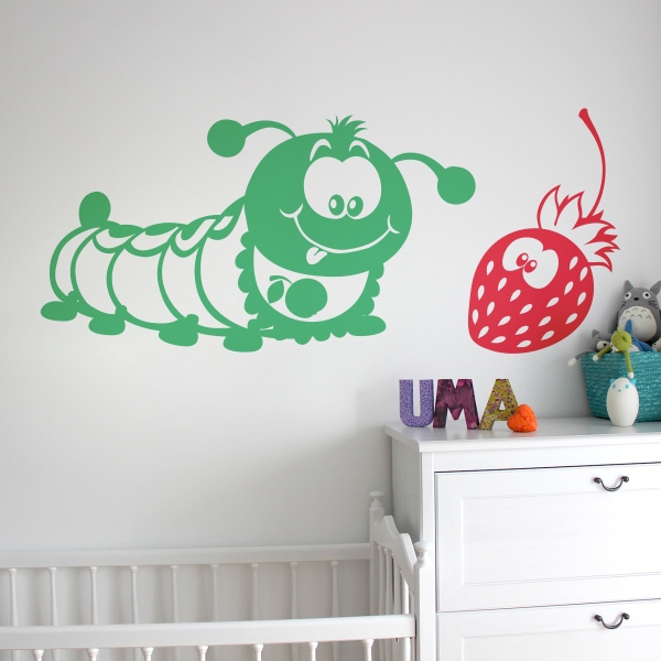 5453.jpg Vinilo infantil gusano y fresa