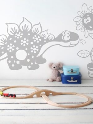 5494.jpg Vinilo infantil dino y flor