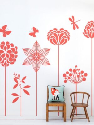 Vinilo decorativo flores y mariposas