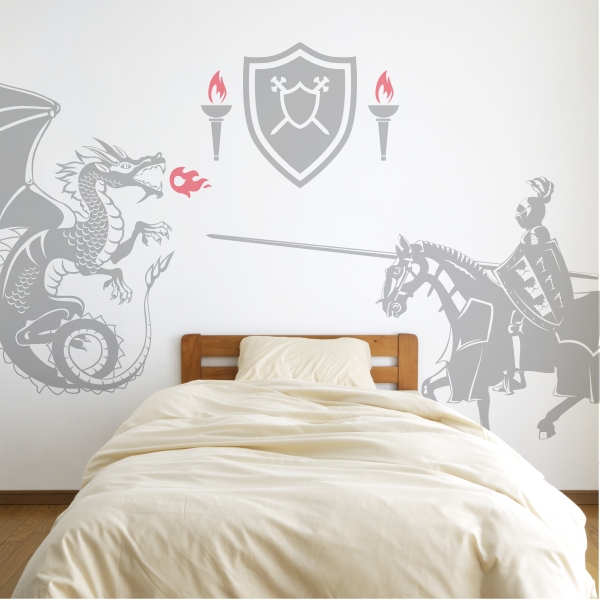 Vinilo infantil  Caballero y Dragón
