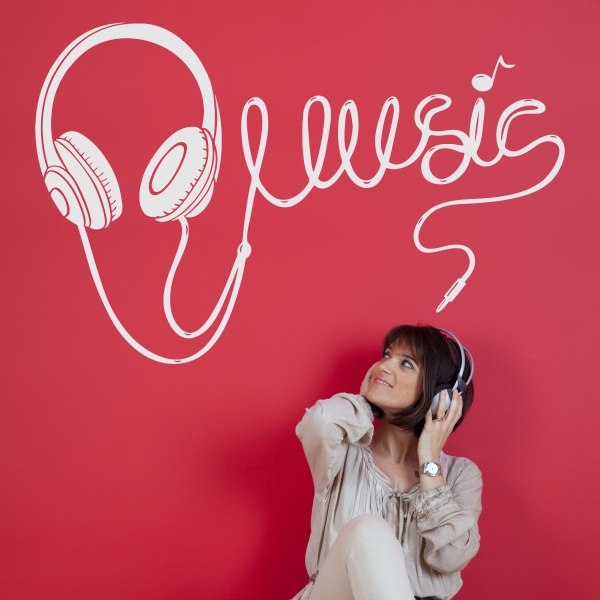 Vinilo decorativo auriculares música
