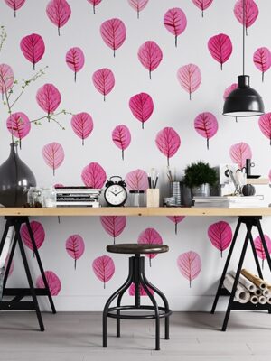 6484.jpg Papel pintado pink leaves