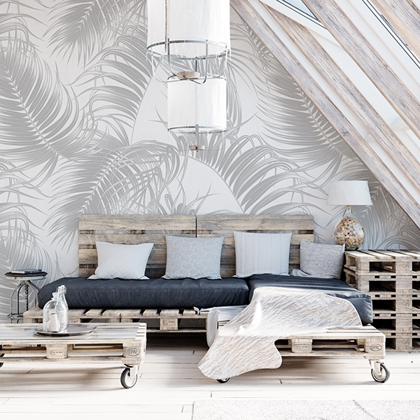 Papel pintado grey palm
