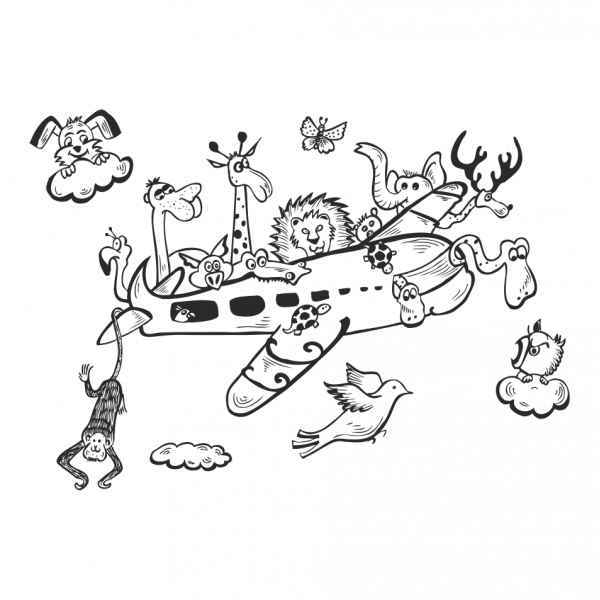 Vinilo infantil avión animales