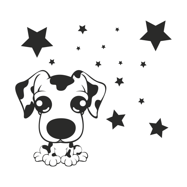 4206.png Vinilo infantil perro y estrellas