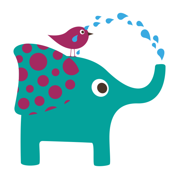 Vinilo infantil elefante y pájaro