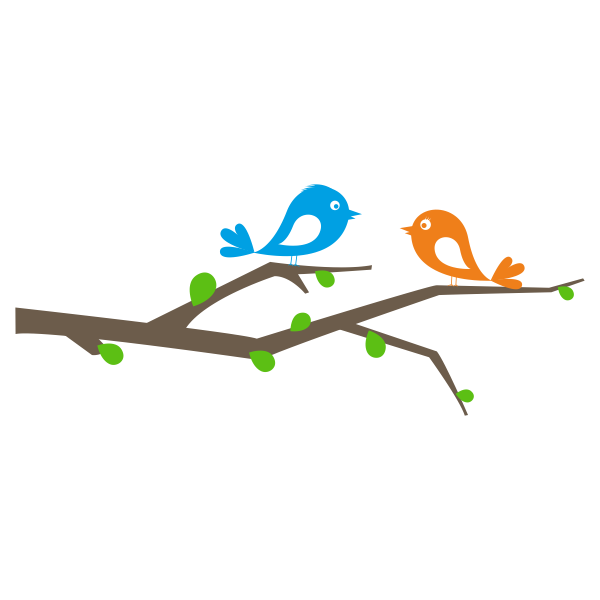 Vinilo infantil pájaros en una rama