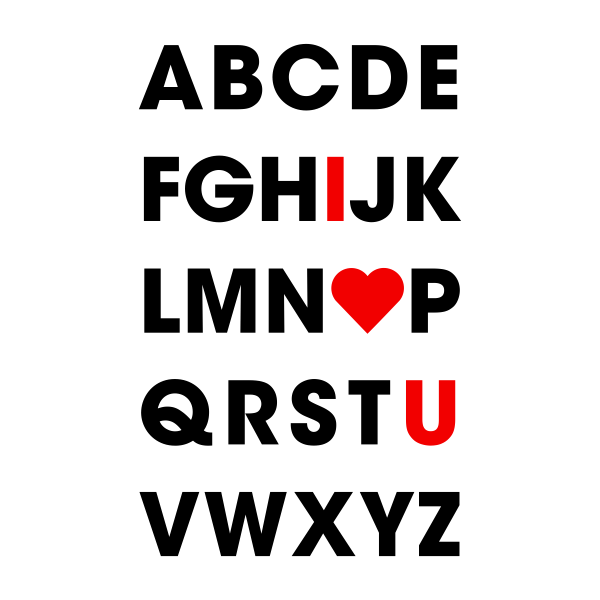 Vinilo decorativo abecedario del amor
